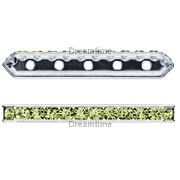 Dreamtime Crystal DC 77730 Rondelle Spacer Bars 5 Hole Olivine/Silver